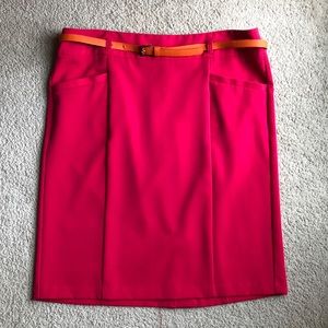 Pink skirt with orange belt
